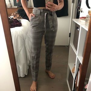 EXPRESS plaid paper bag pants - size 2